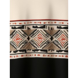 Mens Vintage Geometric Japanese Print Crew Neck Pullover Sweatshirts Winter