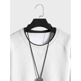 Mens Newspaper Print Patchwork Crew Neck Pullover Sweatshirts Winter