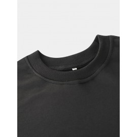 Mens Cartoon Panda Letter Print Crew Neck Loose Pullover Sweatshirts Winter