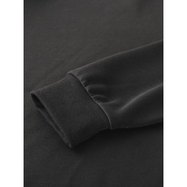 Mens Cartoon Panda Letter Print Crew Neck Loose Pullover Sweatshirts Winter