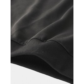 Mens Cartoon Panda Letter Print Crew Neck Loose Pullover Sweatshirts Winter