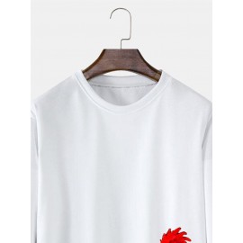 Mens Funny Cartoon Chicken Print Crew Neck Pullover Sweatshirts Winter