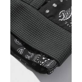 Mens Ethnic Paisley Print Patchwork Texture Crew Neck Pullover Sweatshirts Winter