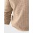 Mens Contrast Patchwork Quarter Button Waffle Knit Long Sleeve T-Shirts Winter