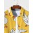 Mens Allover Cartoon Duck Print Lapel Long Sleeve Shirts Winter